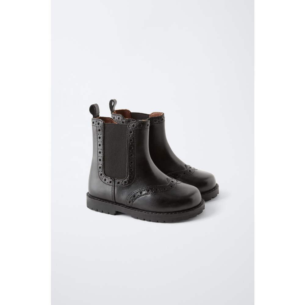 Zara Leather die-cut boots Size 8 US / 24 EU